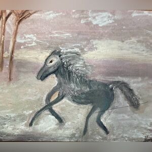 Dynamic Gray Horse Art Painting on sale print